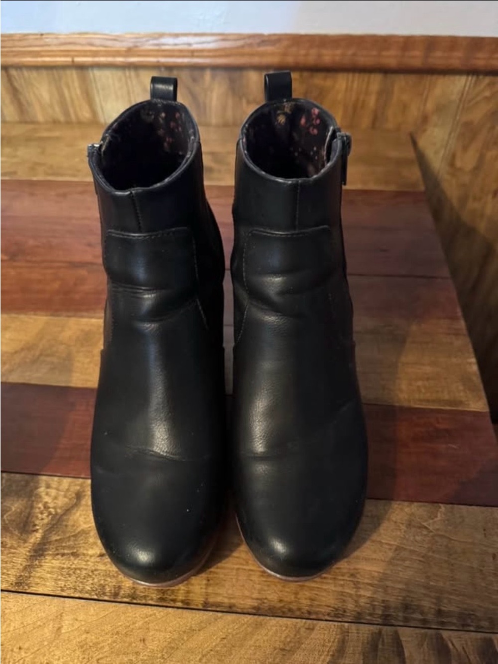 boc Black Round-Toe Ankle Booties with Pull Tabs